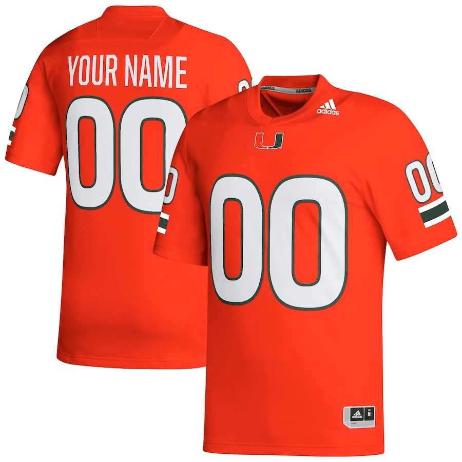 Mens Miami Hurricanes Customized Orange Stitched Football Jersey